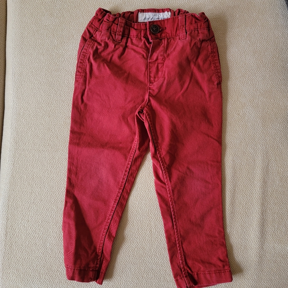 Toddler Cotton canvas pants, generous fit 12-18months / 2T, Raspberry L.O.G.G